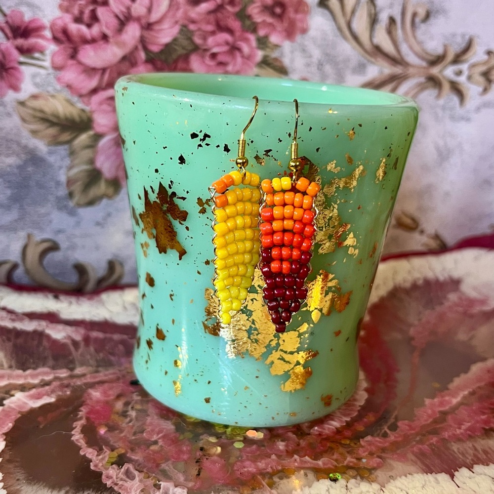 Colorful Beaded Corn Earrings
